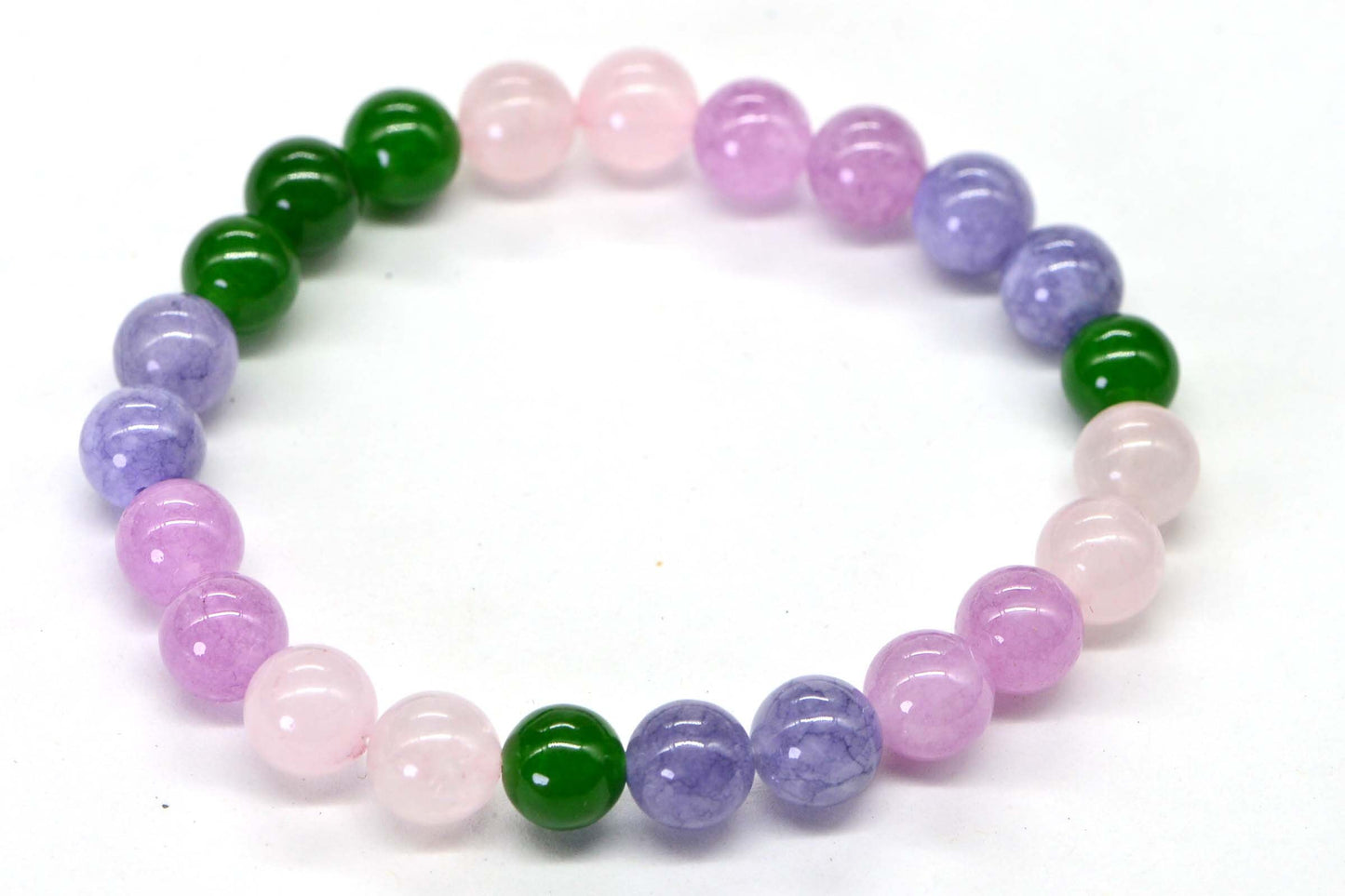 Rose Quartz Beaded Bracelet: Kunzite, Tanzanite & Jade Gemstones