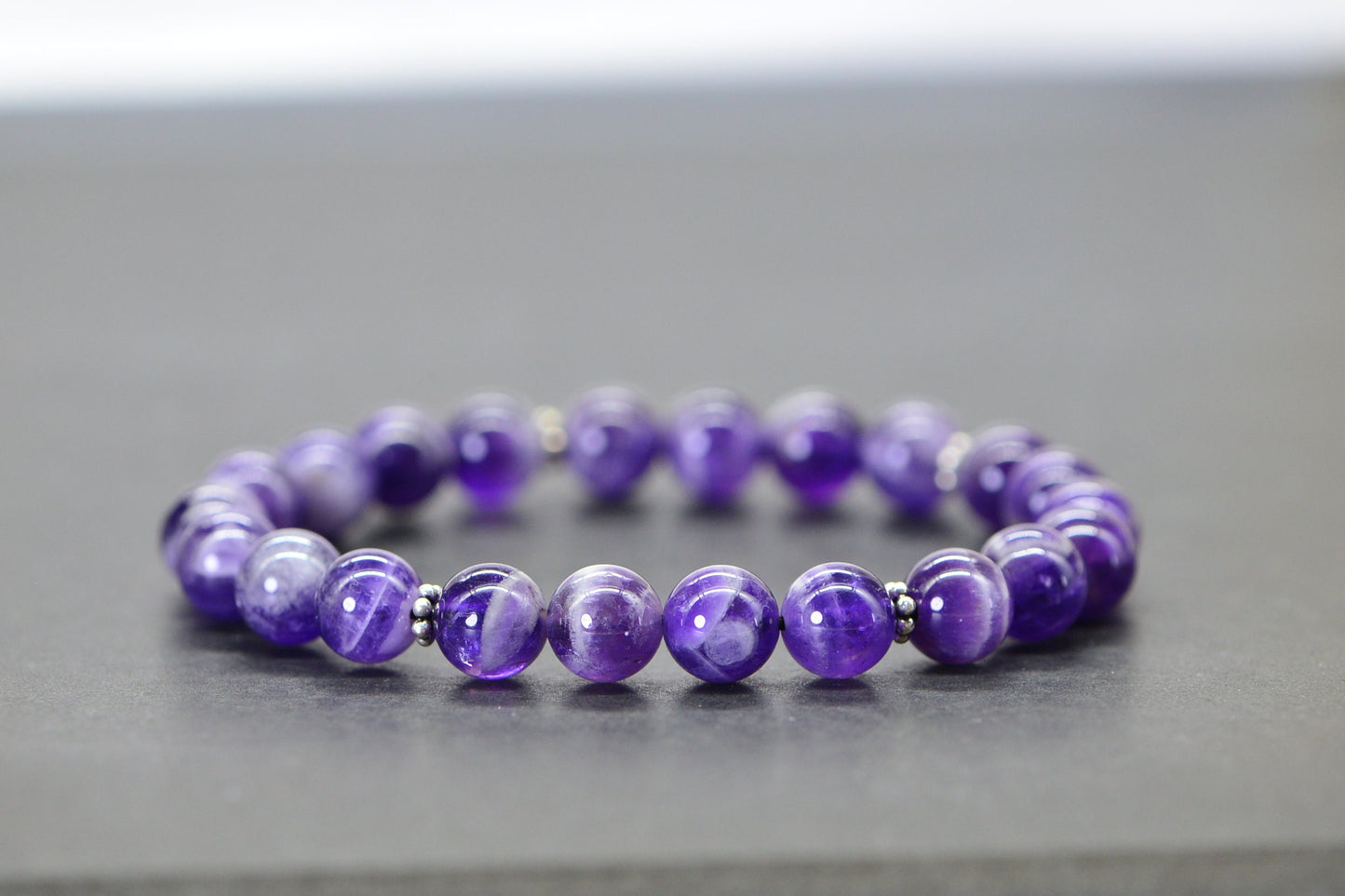 Natural Amethyst 8 mm Beaded Bracelet Gemstone Bracelet