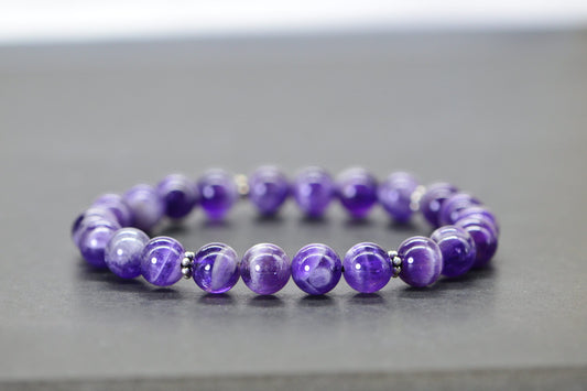 Natural Amethyst 8 mm Beaded Bracelet Gemstone Bracelet