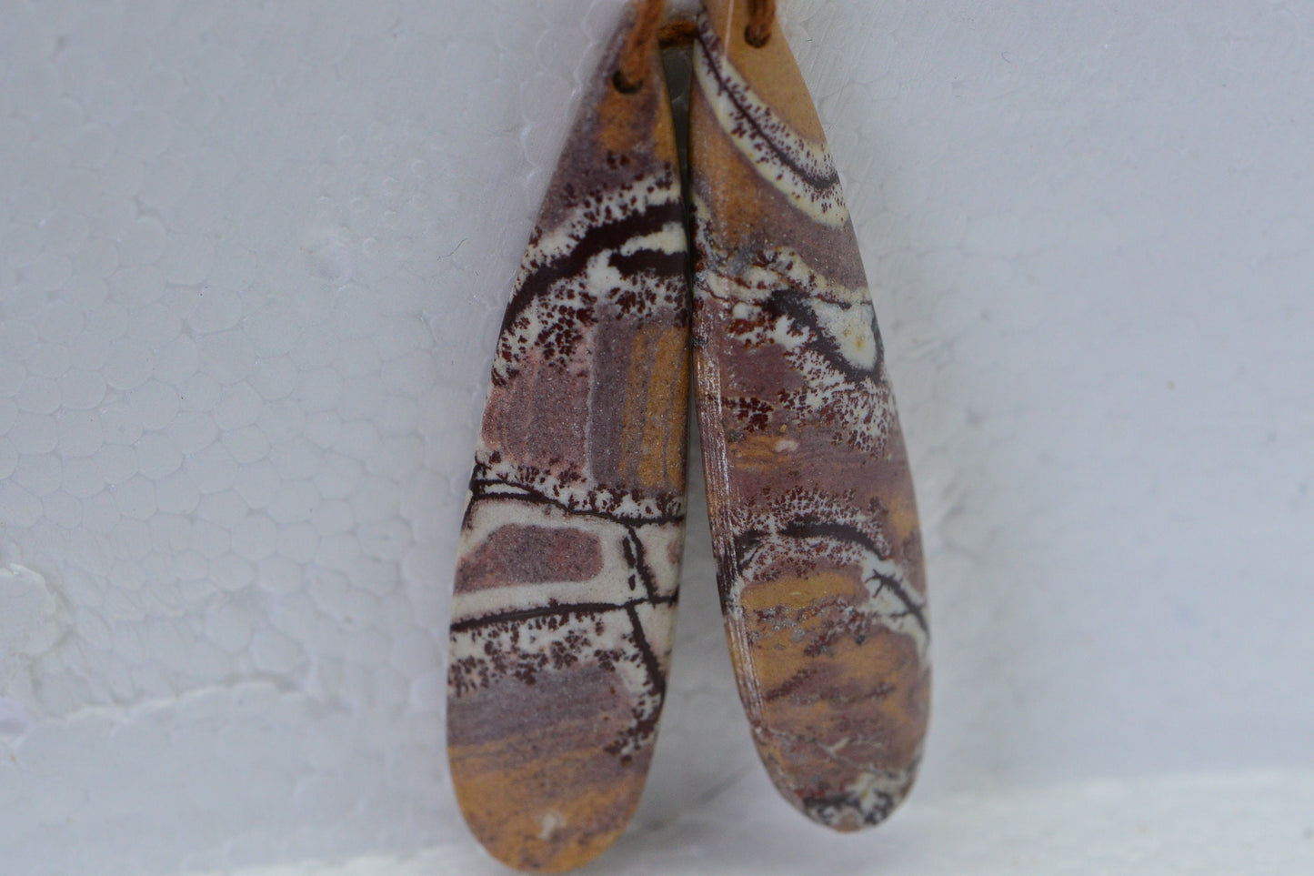Sonora Jasper Cabochon Matches Pairs Teardrop Mocha Brown Wire wrapped Jewelry Supply
