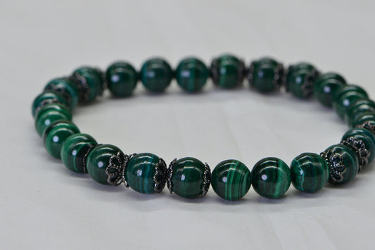 Natural Malachite Bracelet: 8mm Gemstone Beaded Bracelet