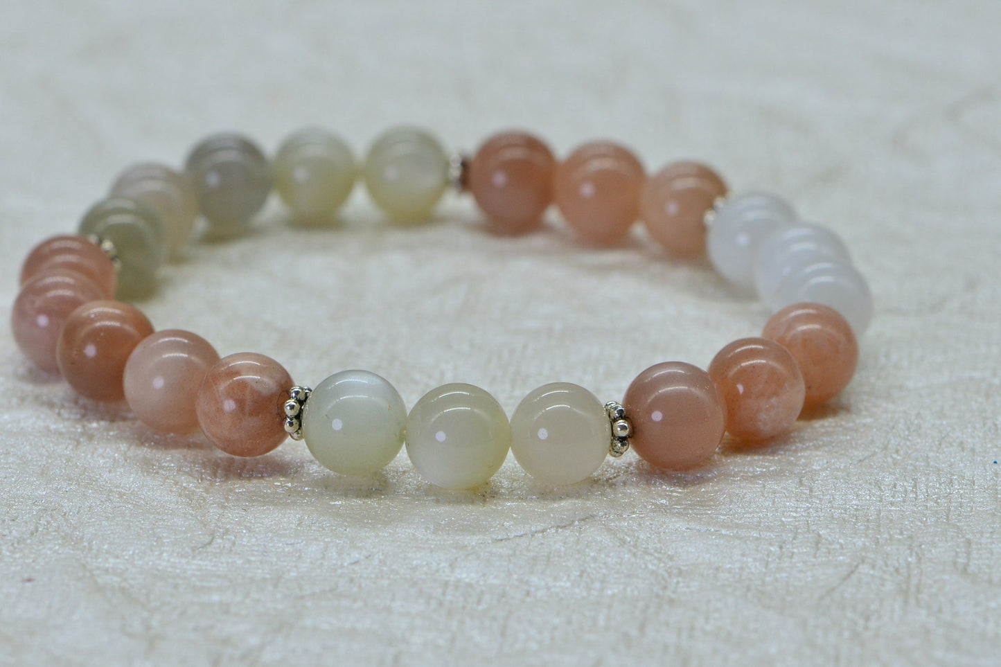 Moonstone Beaded Bracelet: 8mm Chakra Yoga Bracelet