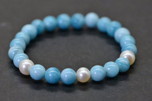 Three Pearl Larimar Quartz 6 mm Blue Natural Gemstone Beads Jewelry Making Supplies