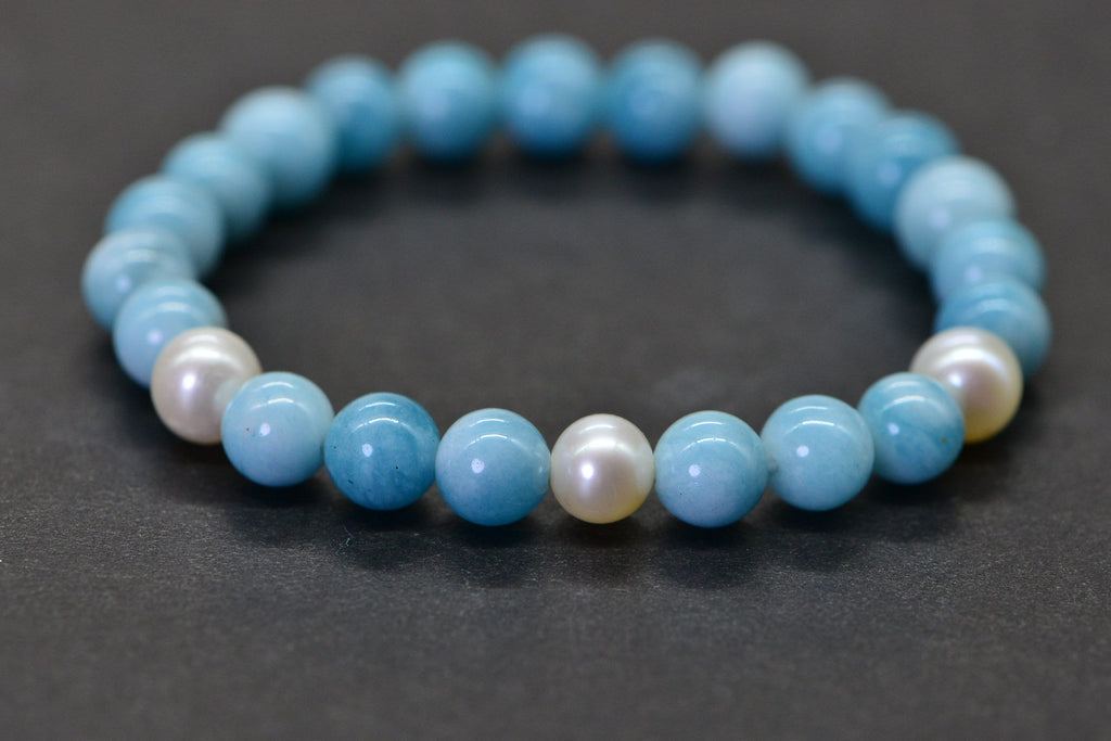 Three Pearl Larimar Quartz 6 mm Blue Natural Gemstone Beads Jewelry Making Supplies