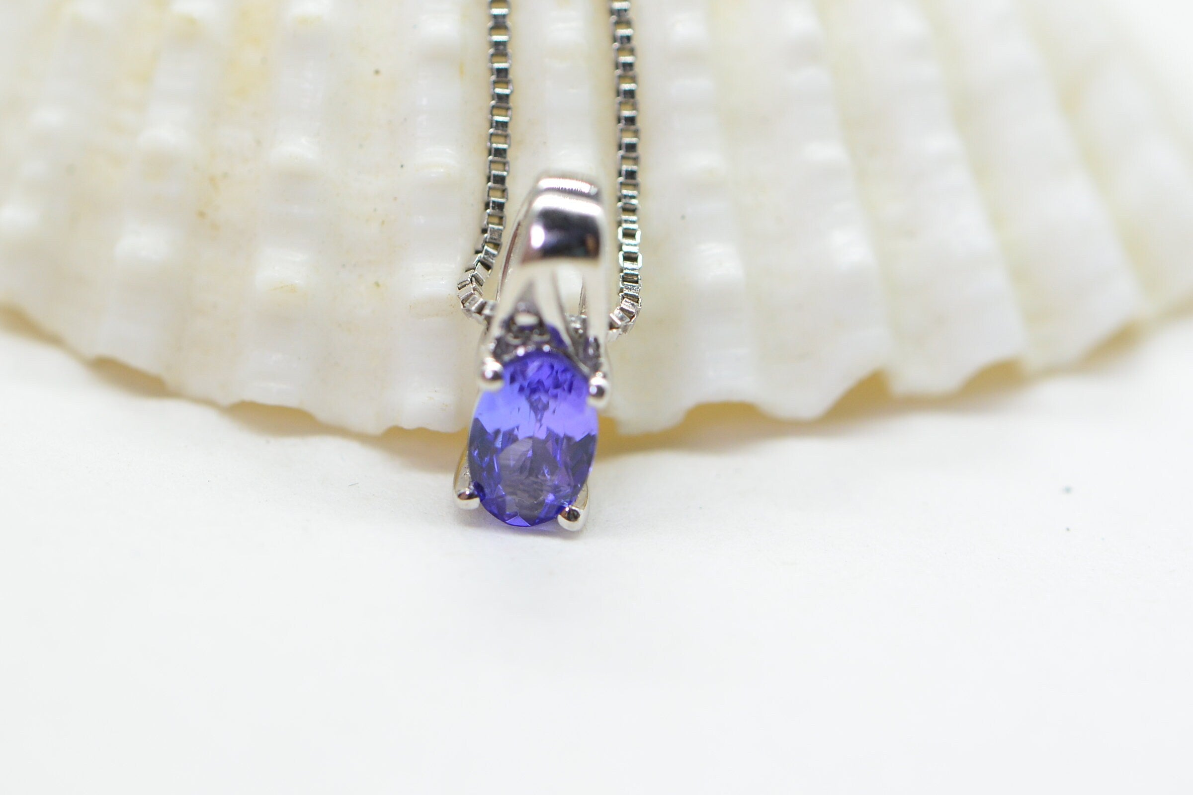 Natural Tanzanite Small Pendant Charm Necklace Dainty Pendant Sterling Silver Birthstone December