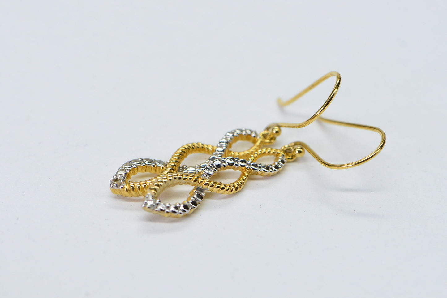 Twist Earrings 14K Yellow Gold Plated Real Diamond Minimalist Earrings