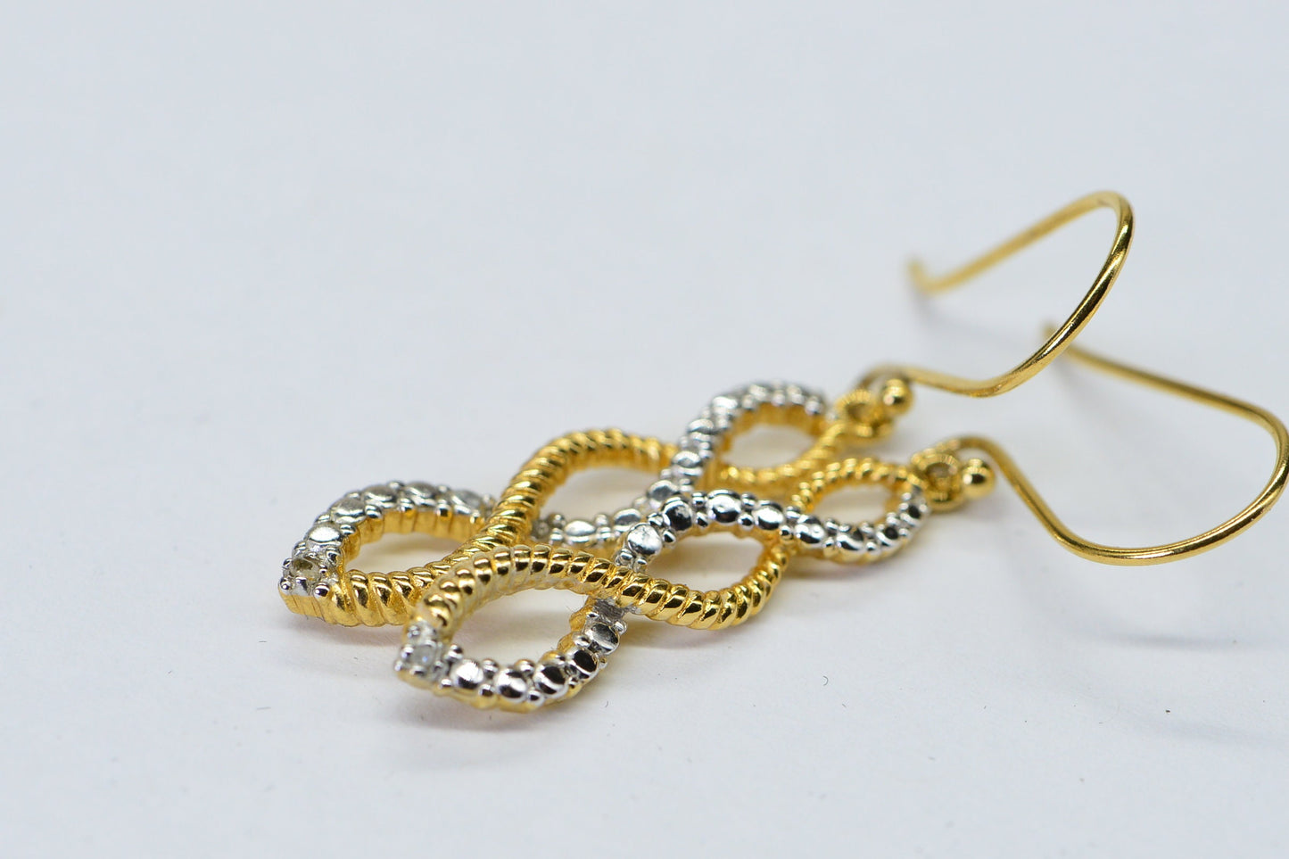 Twist Earrings 14K Yellow Gold Plated Real Diamond Minimalist Earrings