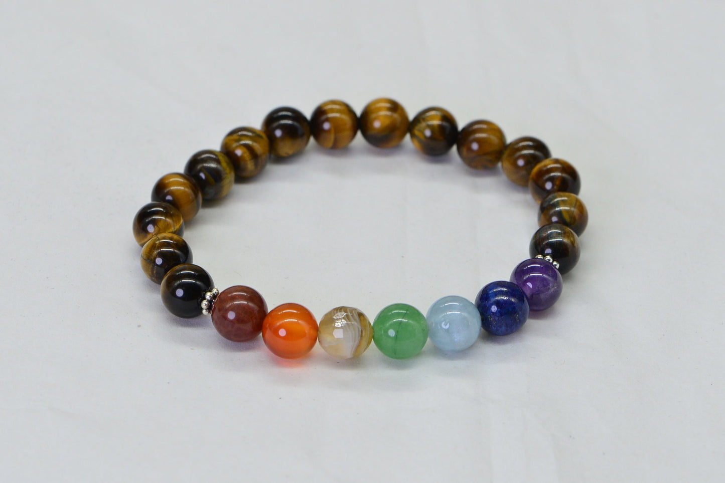 Tiger Eye Chakra Bracelet: Rainbow Gemstone Healing Crystals