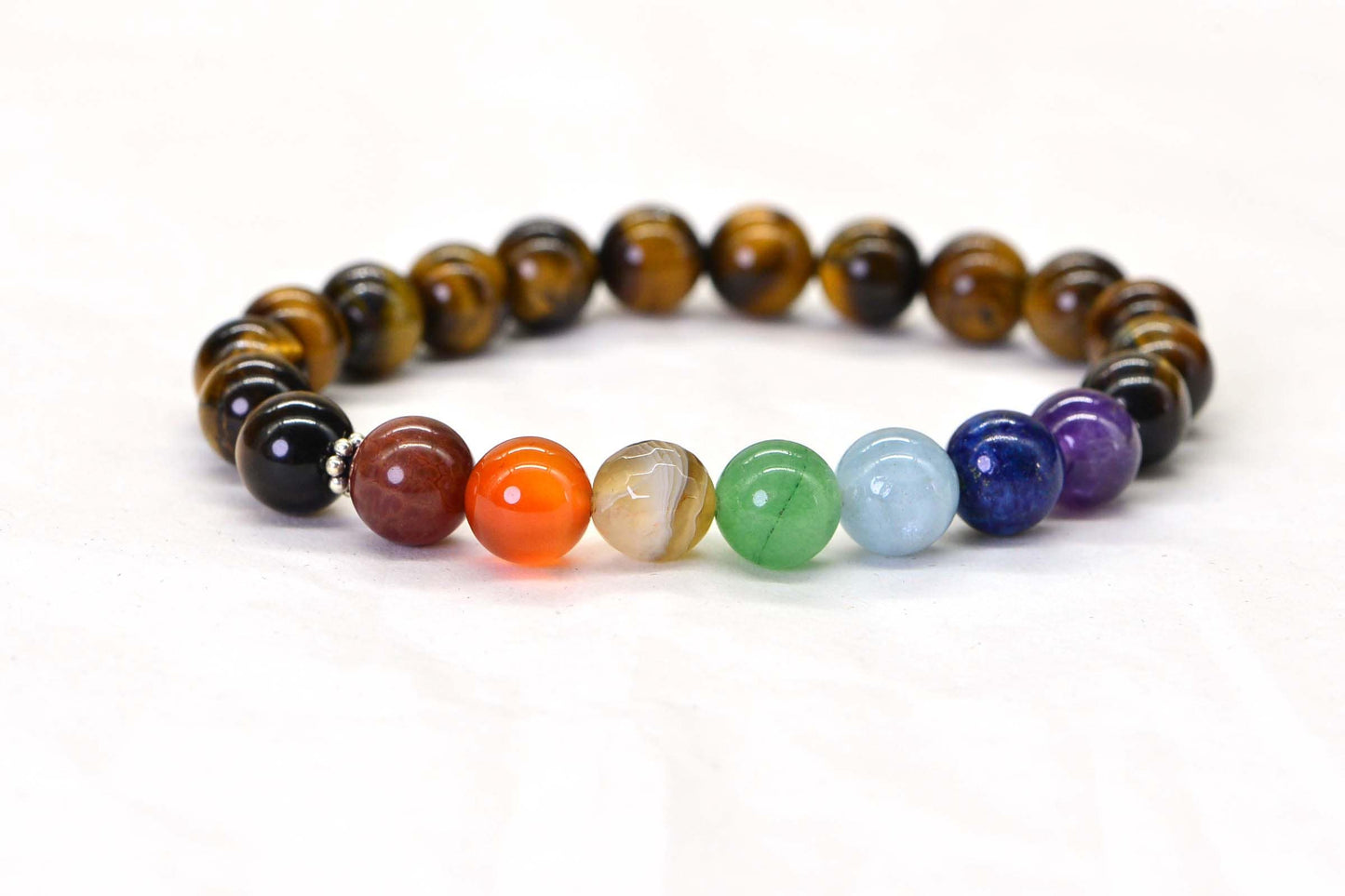 Tiger Eye Chakra Bracelet: Rainbow Gemstone Healing Crystals