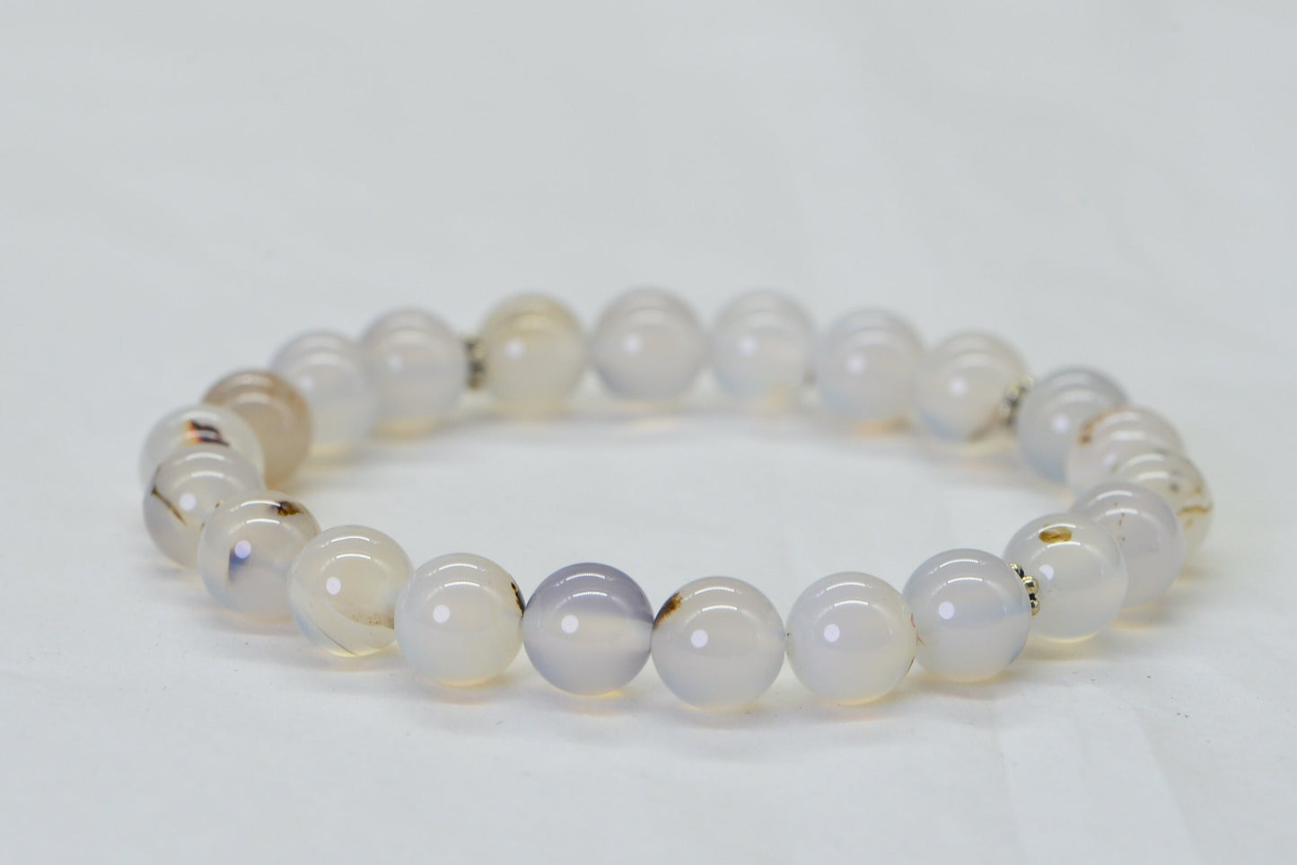 White Agate Beaded Bracelet: Gemstone Chakra Bracelet