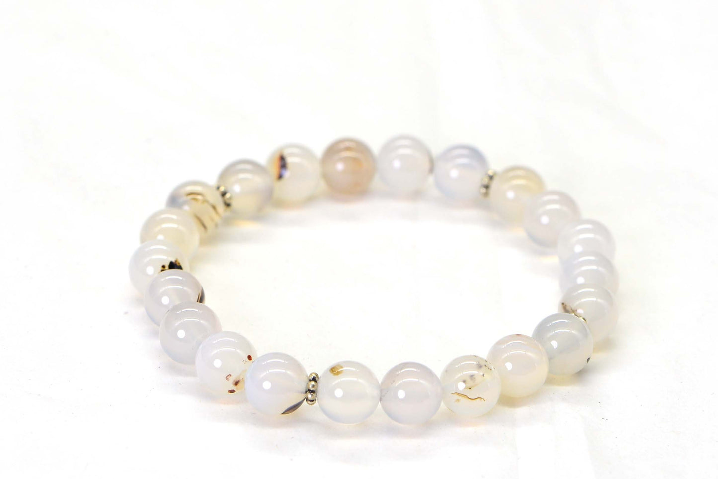 White Agate Beaded Bracelet: Gemstone Chakra Bracelet