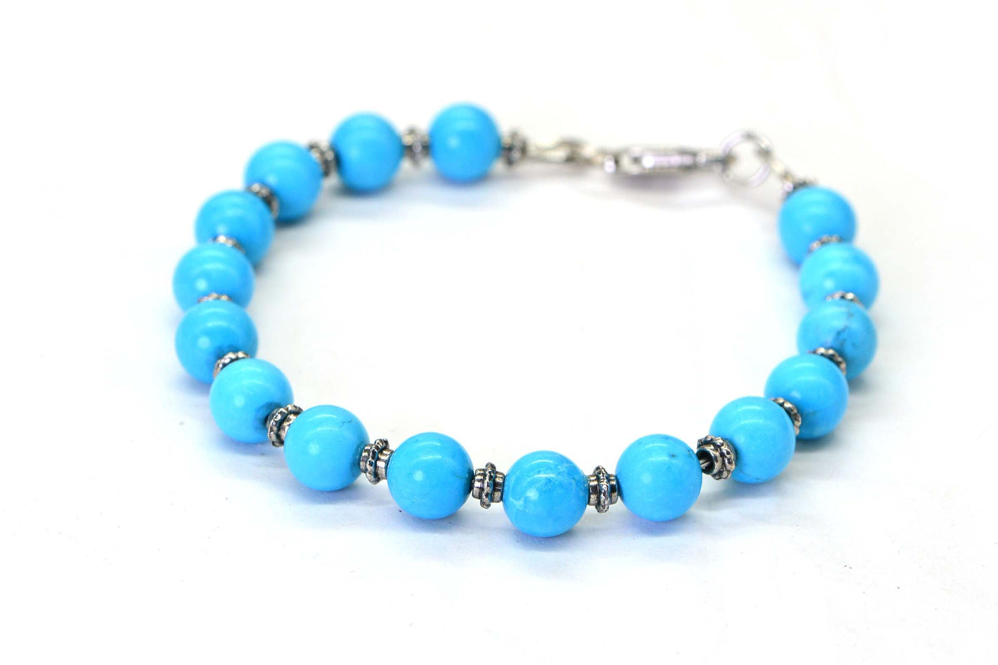 Blue Turquoise Bracelet Round bead 8 mm Bedead  Bracelet