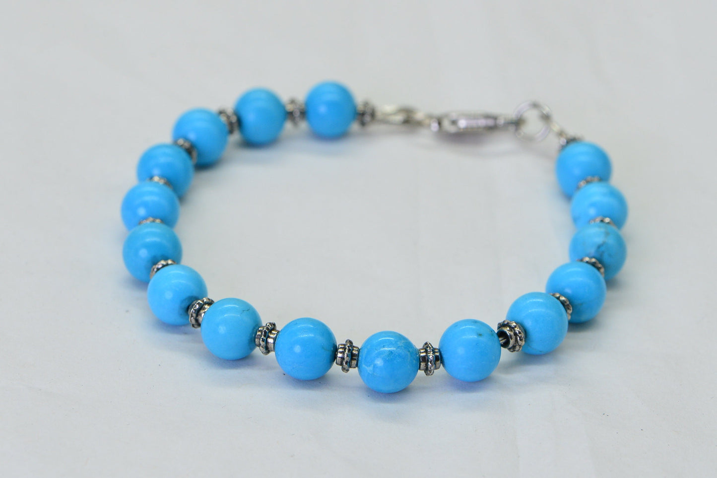 Blue Turquoise Bracelet Round bead 8 mm Bedead  Bracelet