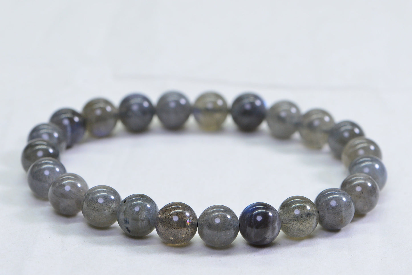 Labradorite Bracelet: 8mm Round Gemstone Beads, Boho Chakra Jewelry