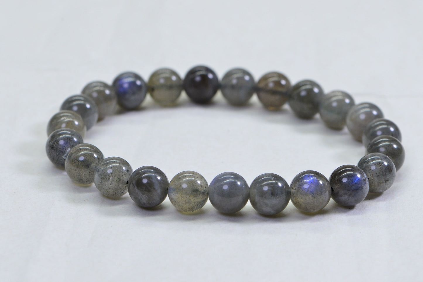 Labradorite Bracelet: 8mm Round Gemstone Beads, Boho Chakra Jewelry