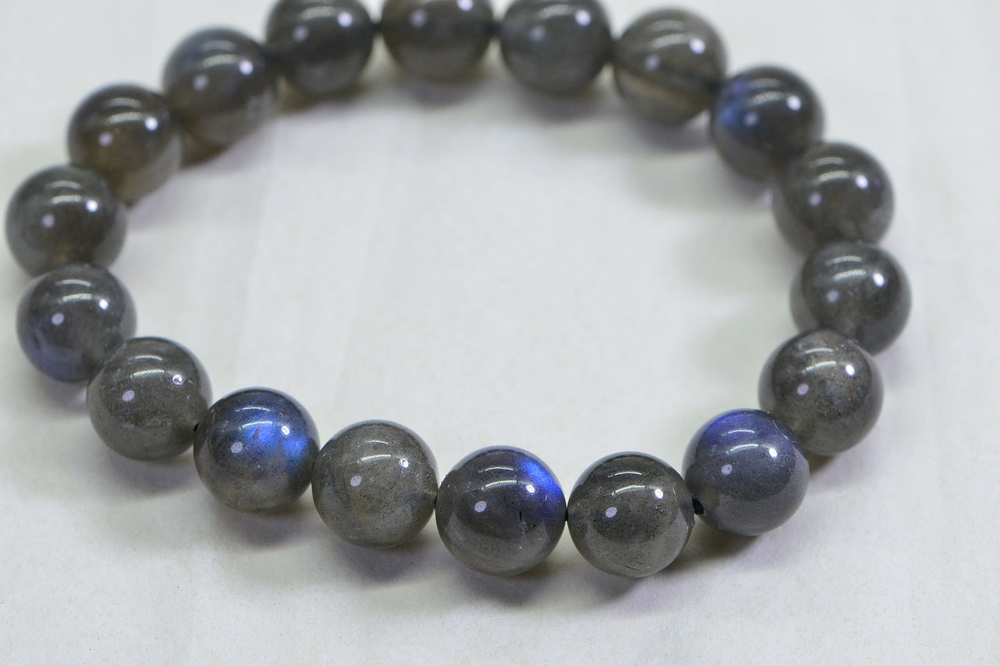 Blue Flash Labradorite Bracelet: 10mm Round Gemstone Boho Jewelry