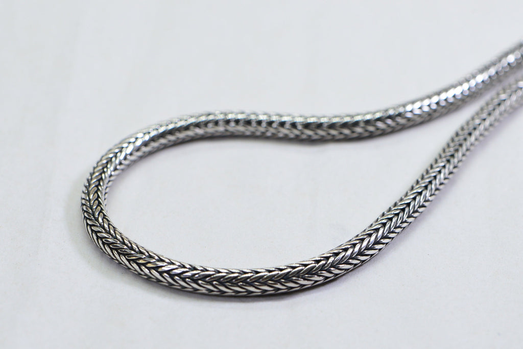 Sterling Silver Fox Tail Chain Necklace - Heavy Choker