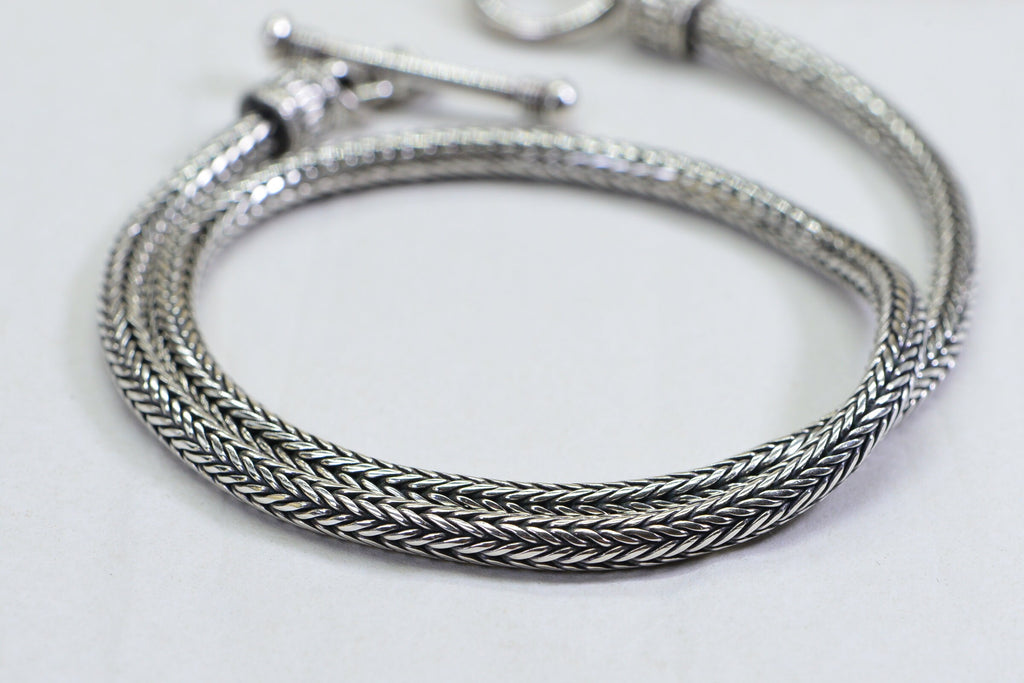 Sterling Silver Fox Tail Chain Necklace - Heavy Choker