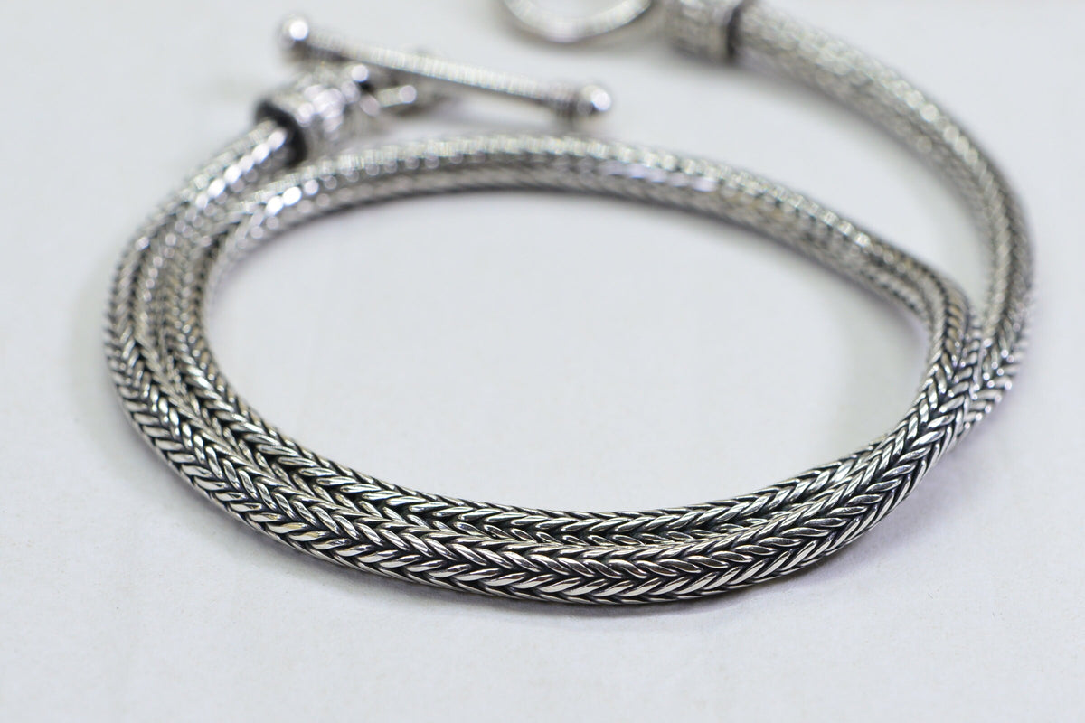 Sterling Silver Fox Tail Chain Necklace - Heavy Choker