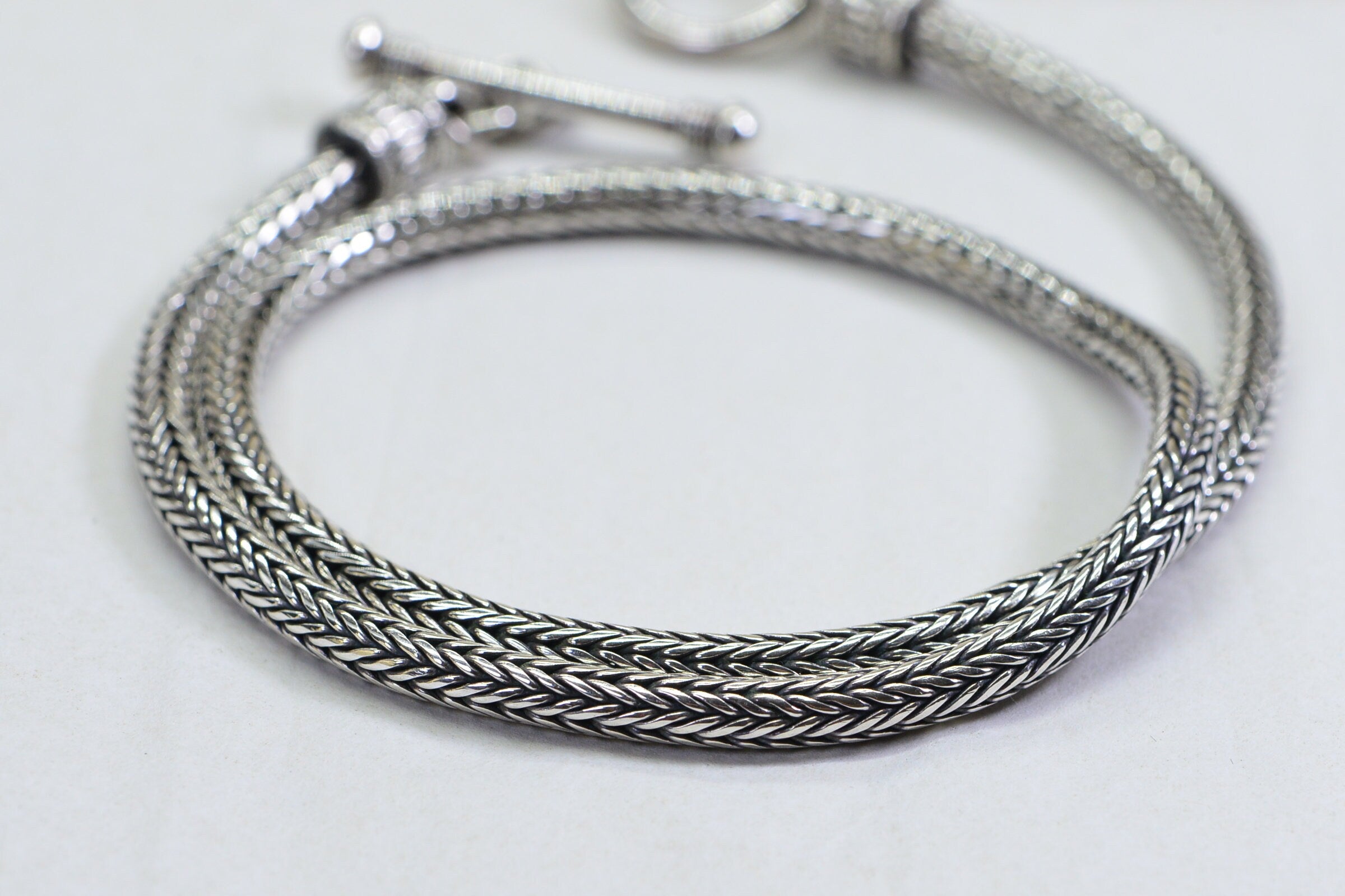 Sterling Silver Fox Tail Chain Necklace - Heavy Choker