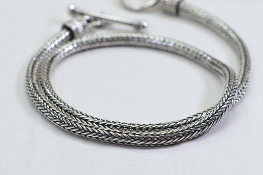 Sterling Silver Fox Tail Chain Necklace - Heavy Choker