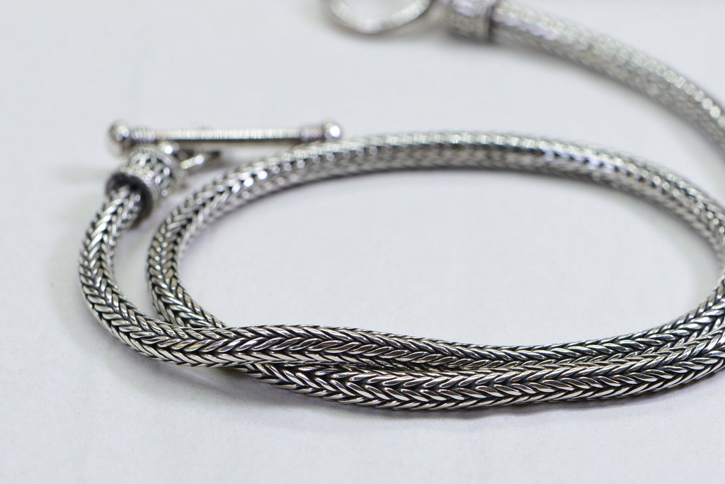 Sterling Silver Fox Tail Chain Necklace - Heavy Choker