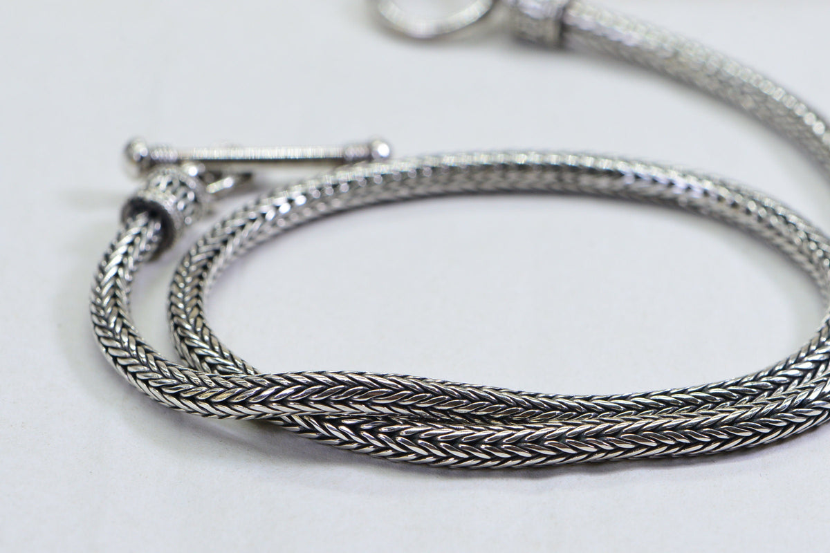 Sterling Silver Fox Tail Chain Necklace - Heavy Choker