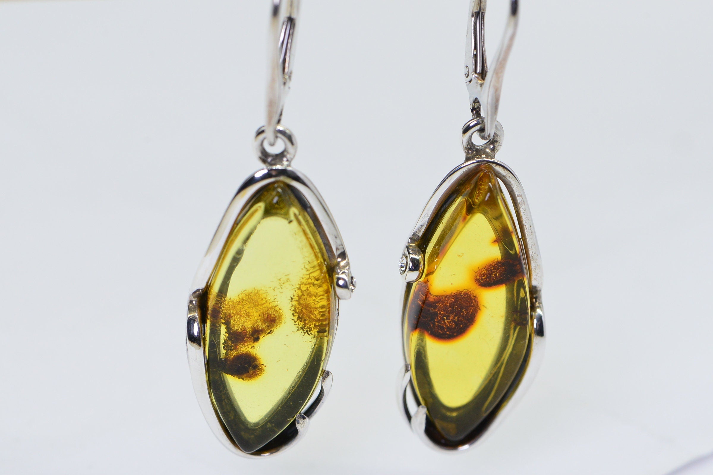 Baltic Amber Drop Earrings: Sterling Silver Gemstone Jewelry