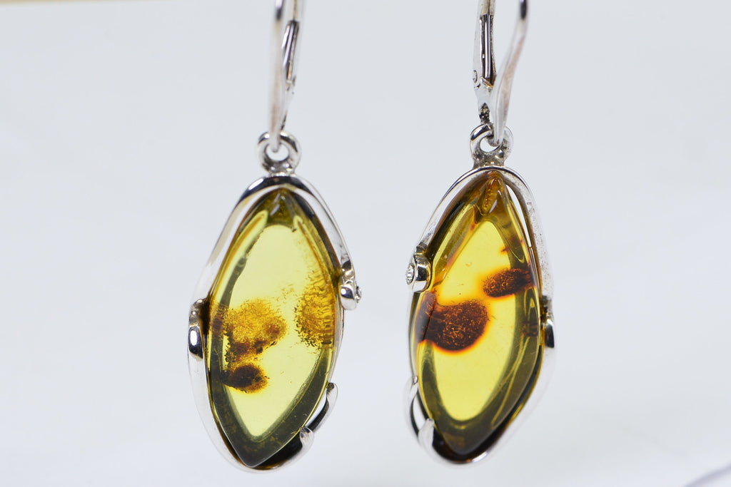 Baltic Amber Drop Earrings: Sterling Silver Gemstone Jewelry