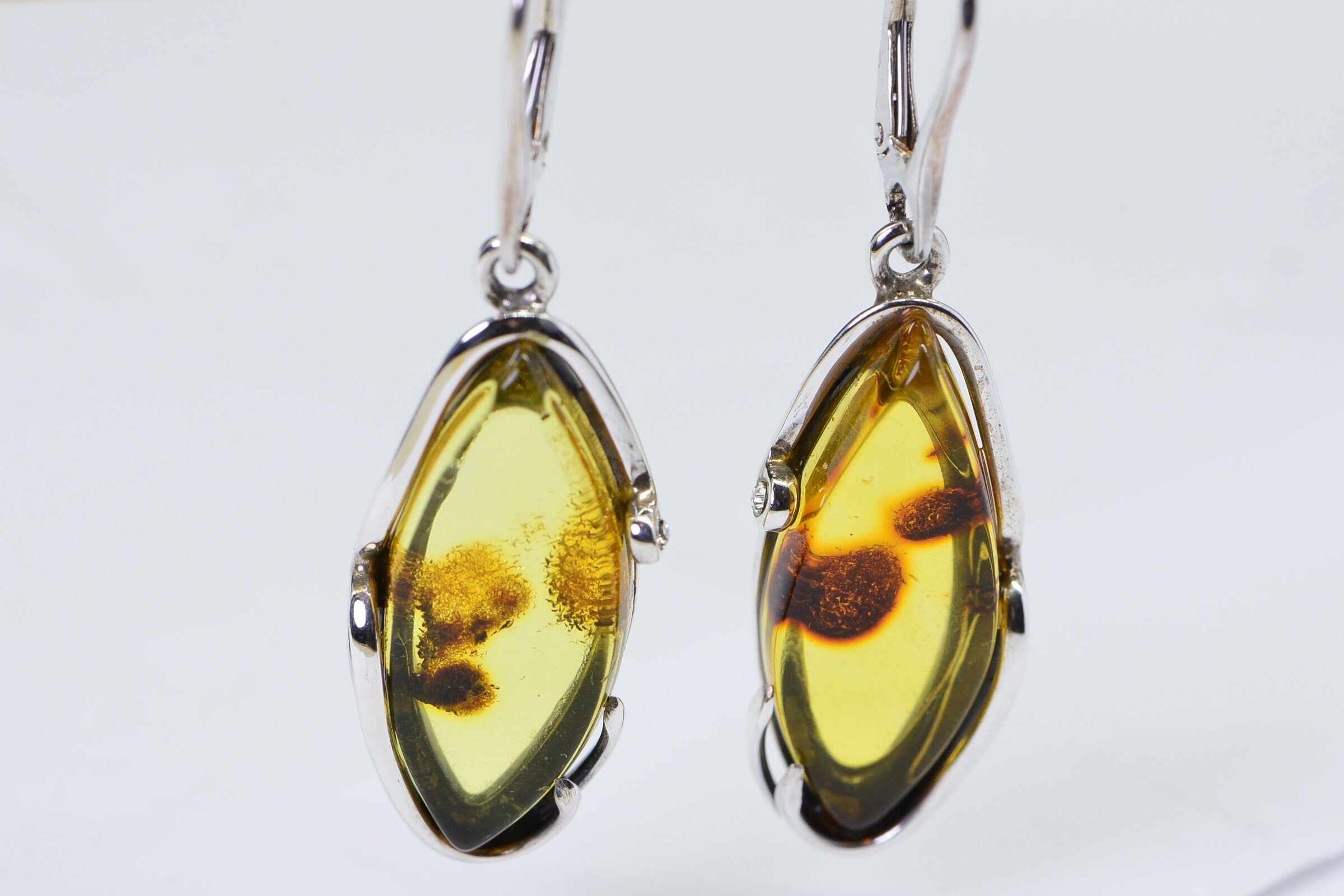 Baltic Amber Drop Earrings: Sterling Silver Gemstone Jewelry