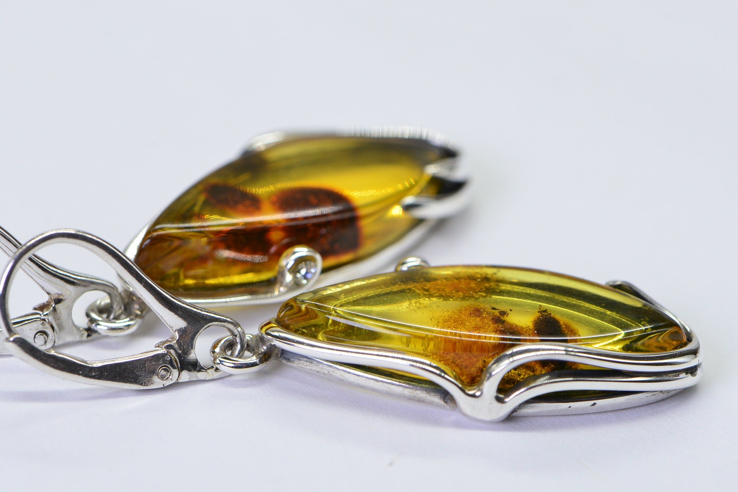 Baltic Amber Drop Earrings: Sterling Silver Gemstone Jewelry
