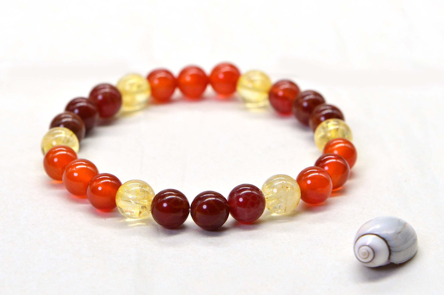 Red Agate Amethyst Citrine Beaded Bracelet: Mixed Gemstone