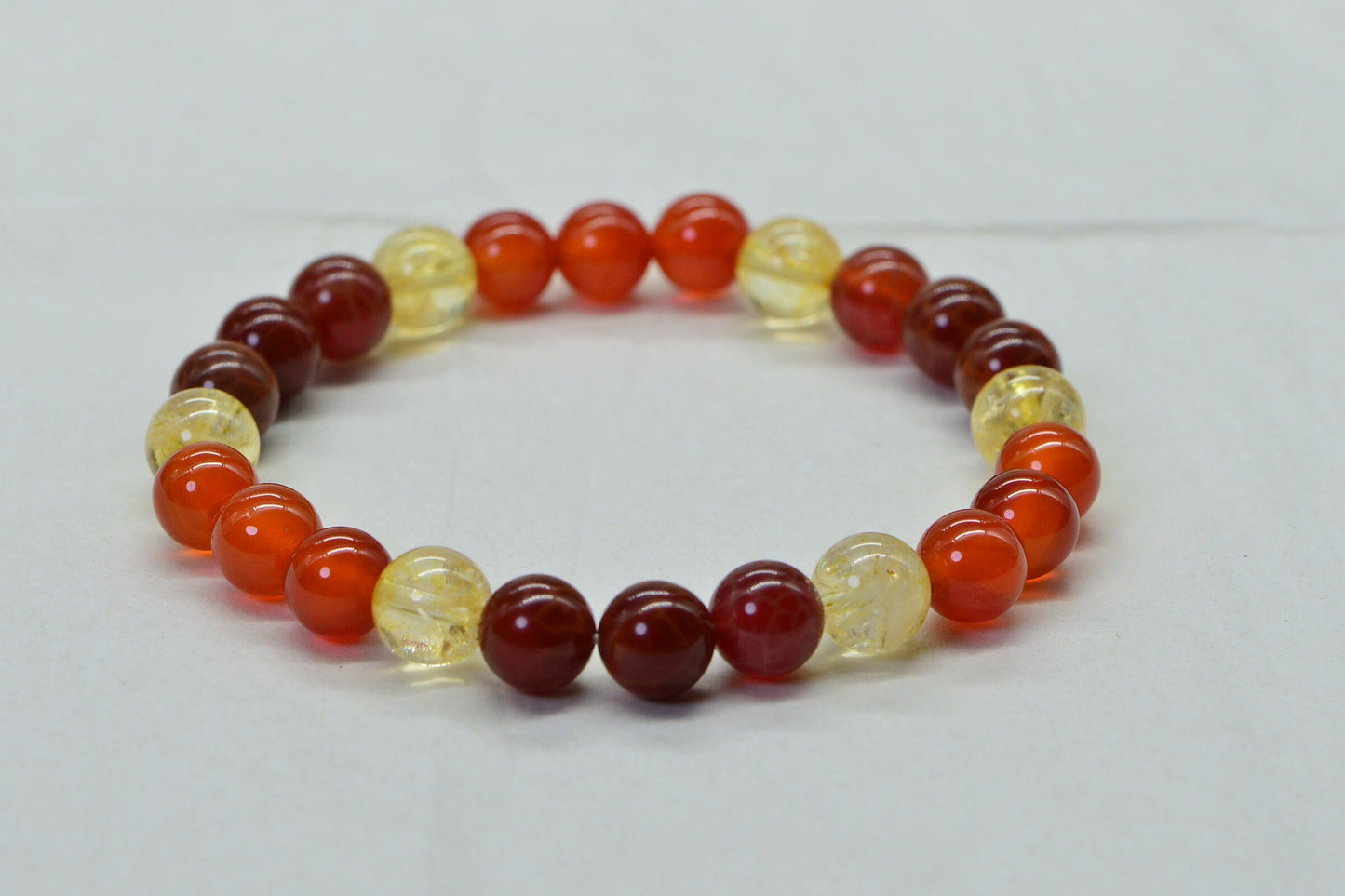 Red Agate Citrine Carnelian Beaded Gemstone Bracelet