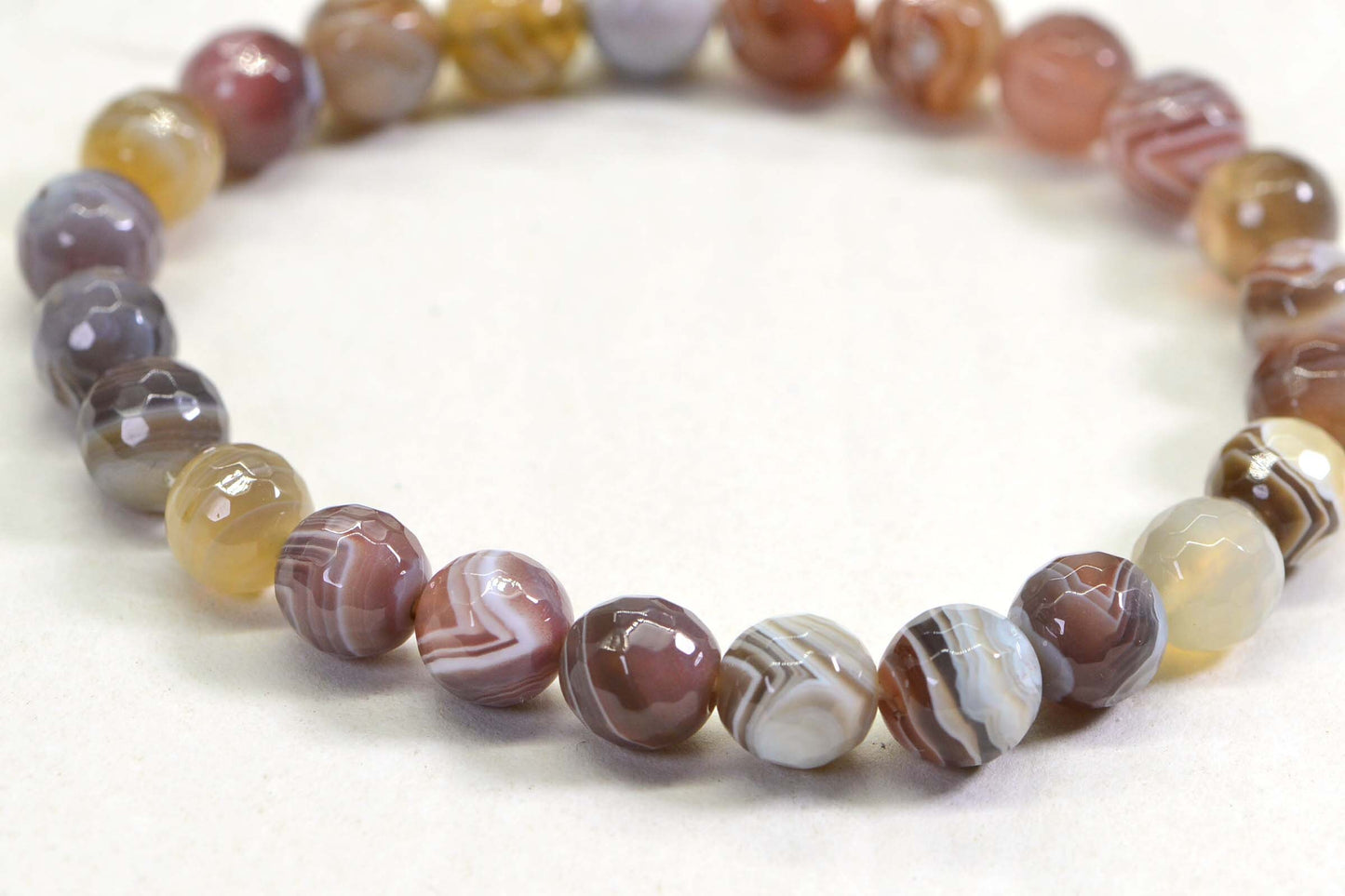 Bostwana  Agate  Beaded Bracelet Gemstone Bracelet