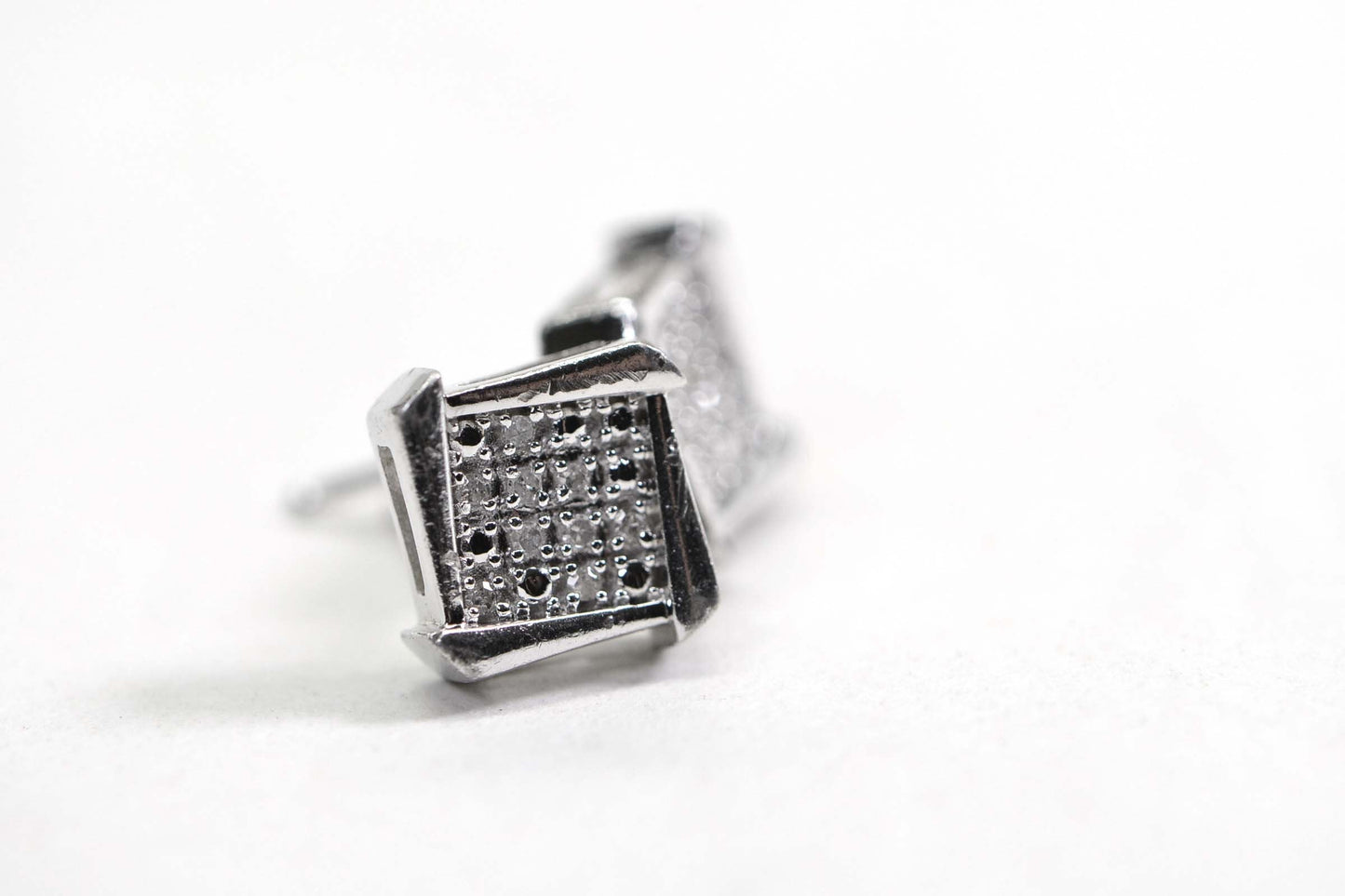 Diamond Square Stud Earrings, Platinum Over Sterling Silver (9.5mm)