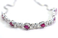Natural Ruby Bracelet Chain Link Sterling Silver Tennis Bracelet Birthstone September