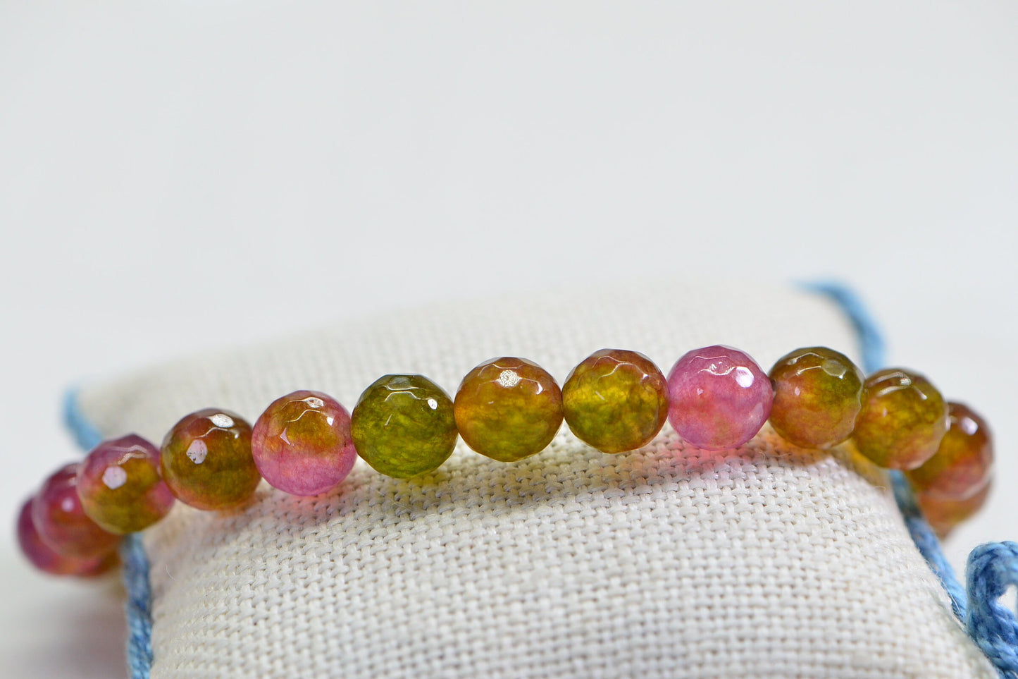 Watermelon Jade Bracelet: Faceted 8mm Gemstone Beaded Bracelet