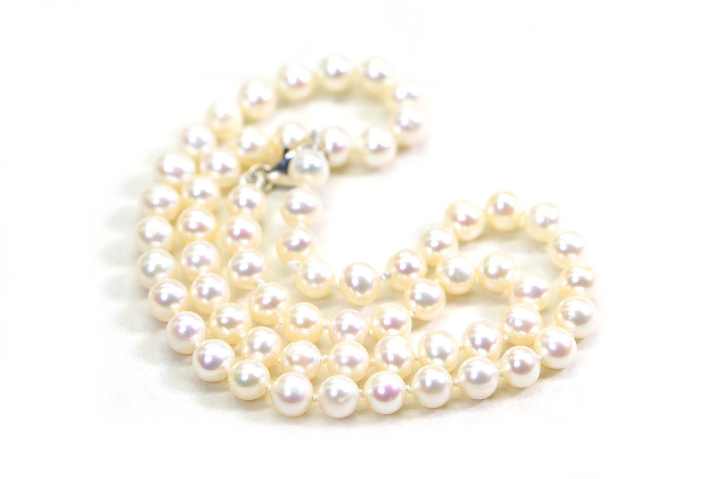 Freshwater Pearl Choker: 6mm Knotted Beaded Necklace