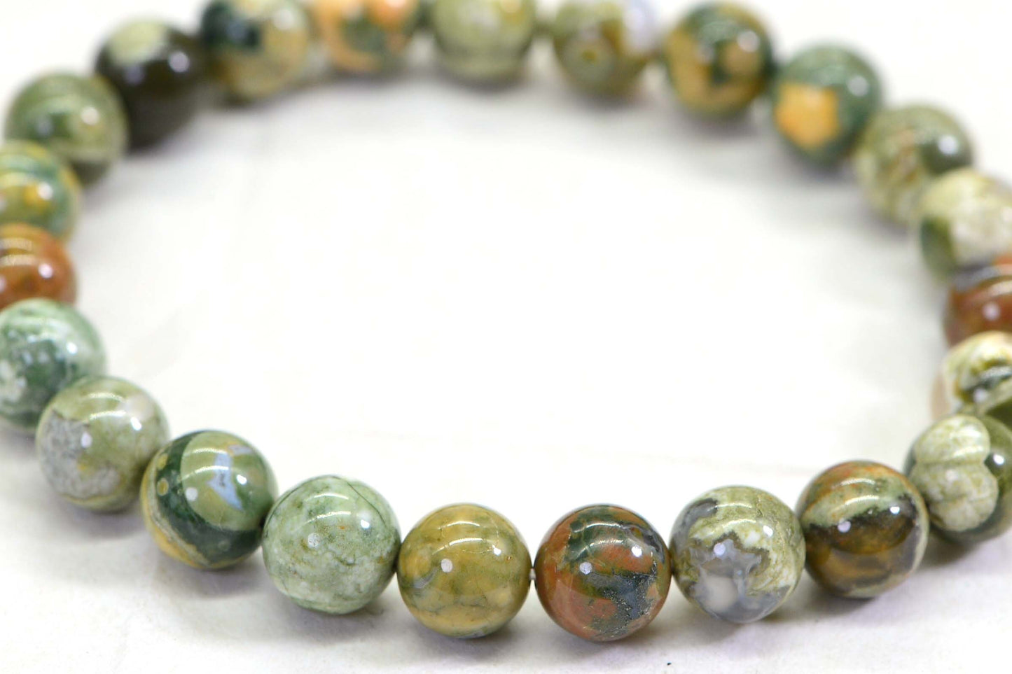 Rainforest Rhyolite Jasper 8mm Bracelet Stretch Adjustable Bracelet For Men