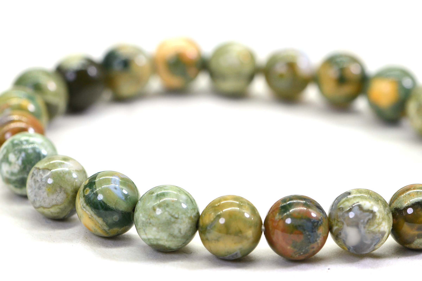 Rainforest Rhyolite Jasper 8mm Bracelet Stretch Adjustable Bracelet For Men