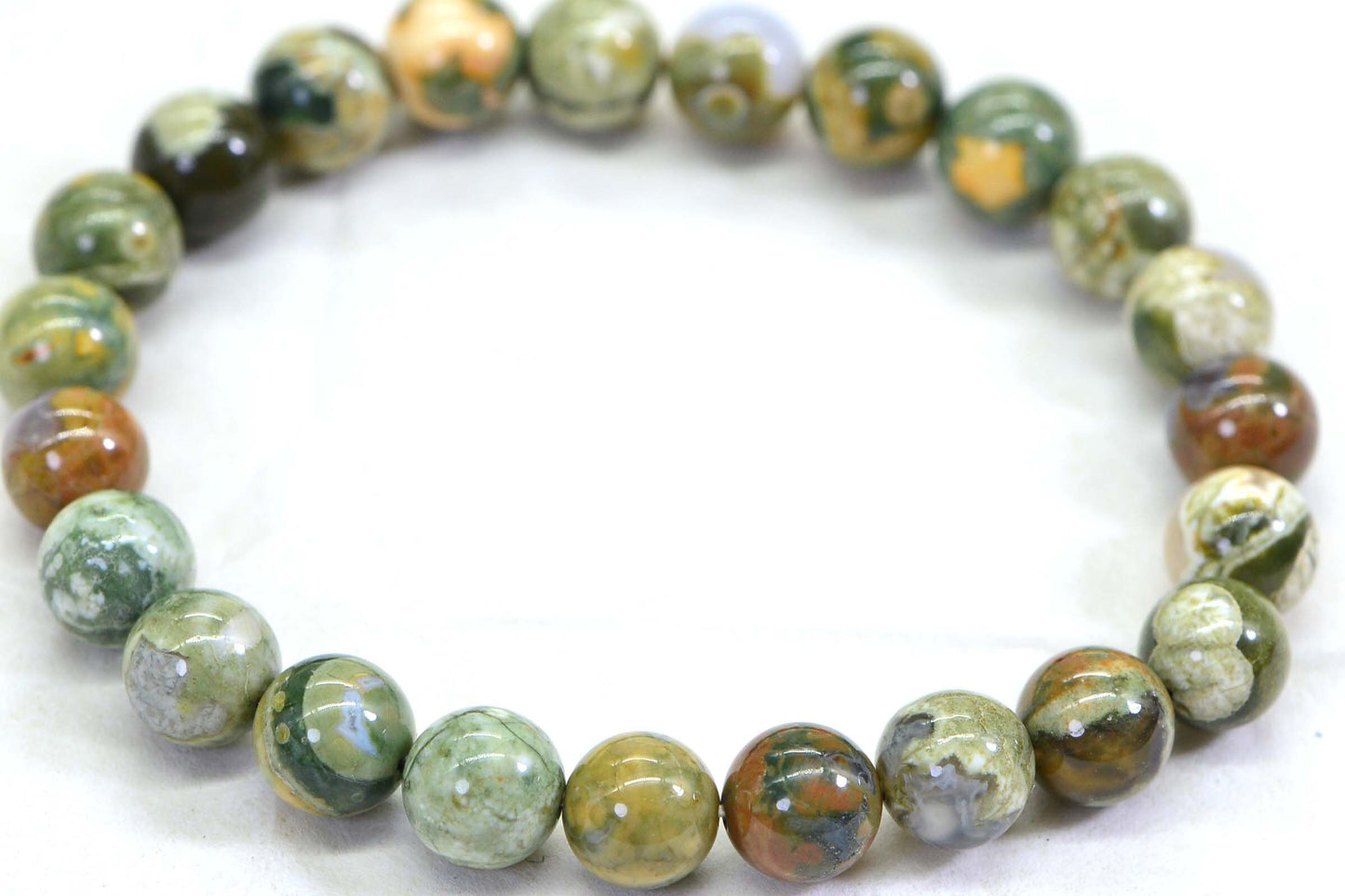Rainforest Rhyolite Jasper 8mm Bracelet Stretch Adjustable Bracelet For Men