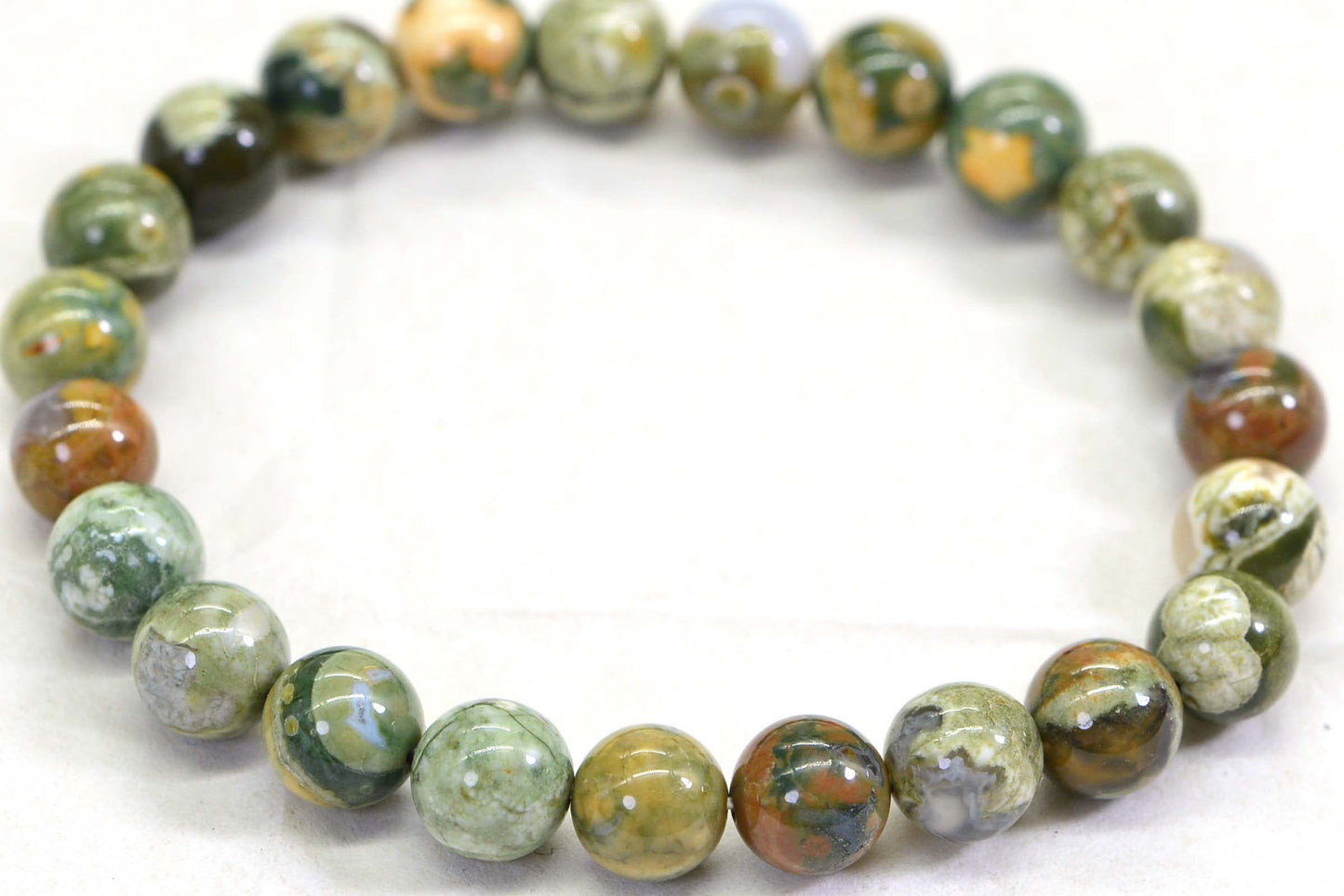 Rainforest Rhyolite Jasper 8mm Bracelet Stretch Adjustable Bracelet For Men