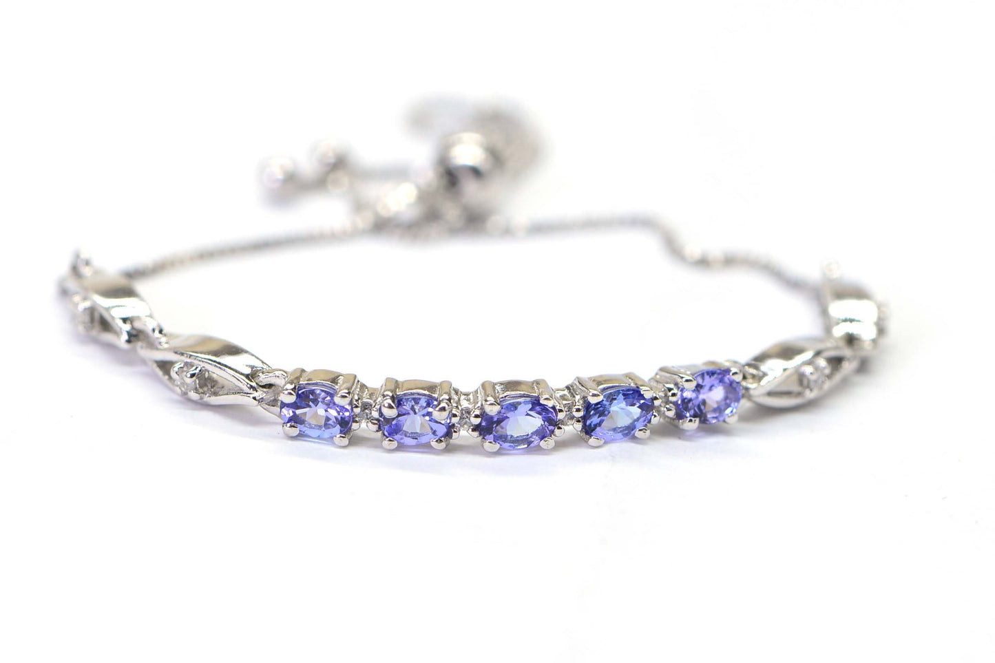 Tanzanite Bracelet  Bolo Adjusted Bracelet in Platinum Over 925 Sterling Silver