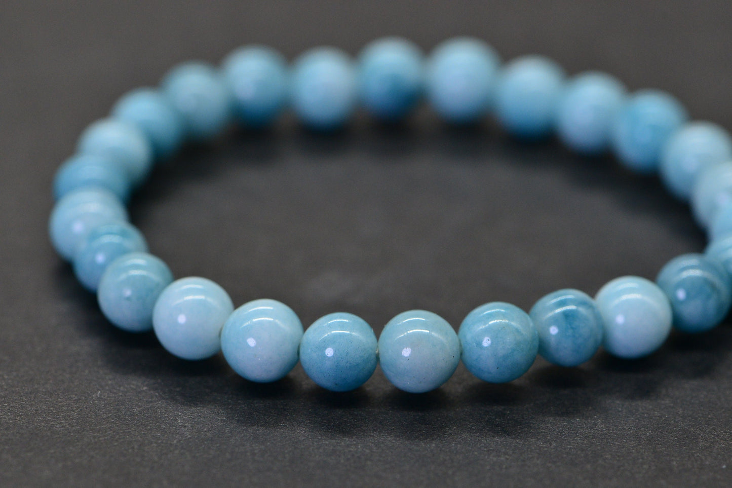 Larimar Quartz Bracelet: Blue 6mm Round Gemstone Beads