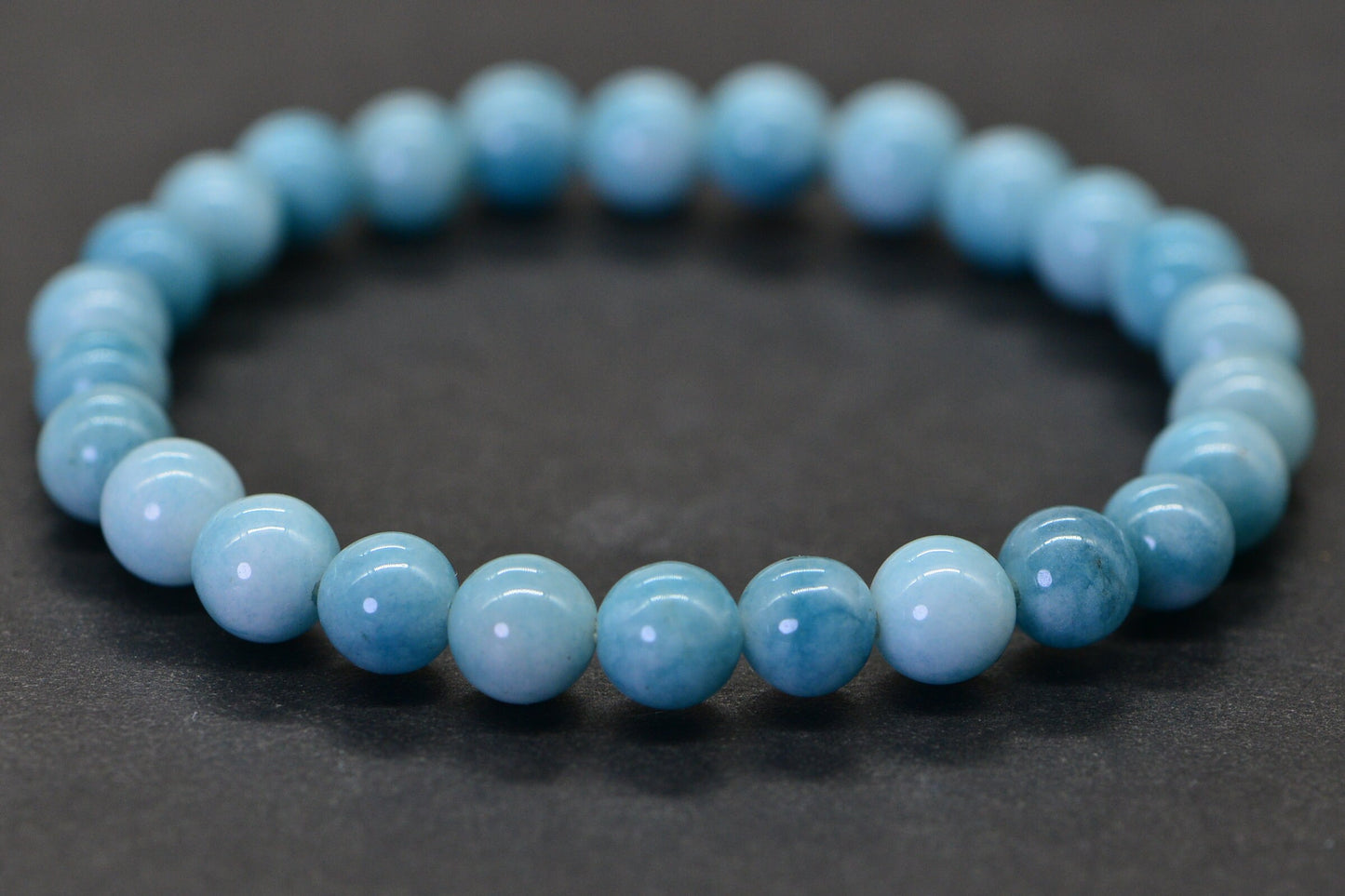 Larimar Quartz Bracelet: Blue 6mm Round Gemstone Beads