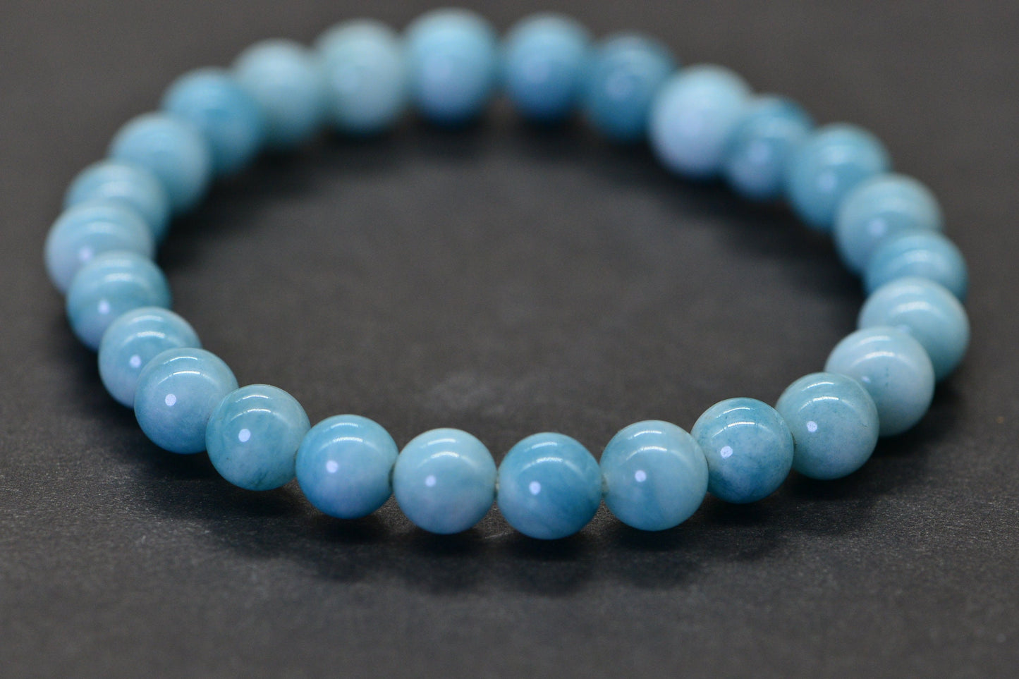 Larimar Quartz Bracelet: Blue 6mm Round Gemstone Beads