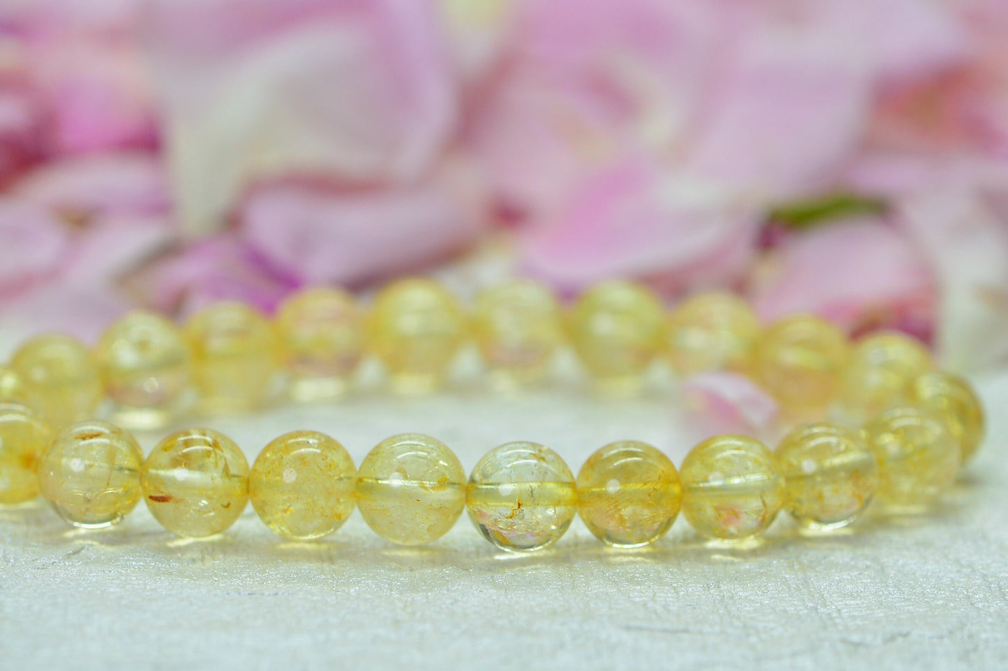 Natural Citrine Bracelet: 8mm Gemstone Beaded Bracelet