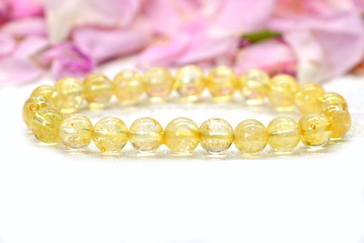 Natural Citrine Bracelet: 8mm Gemstone Beaded Bracelet