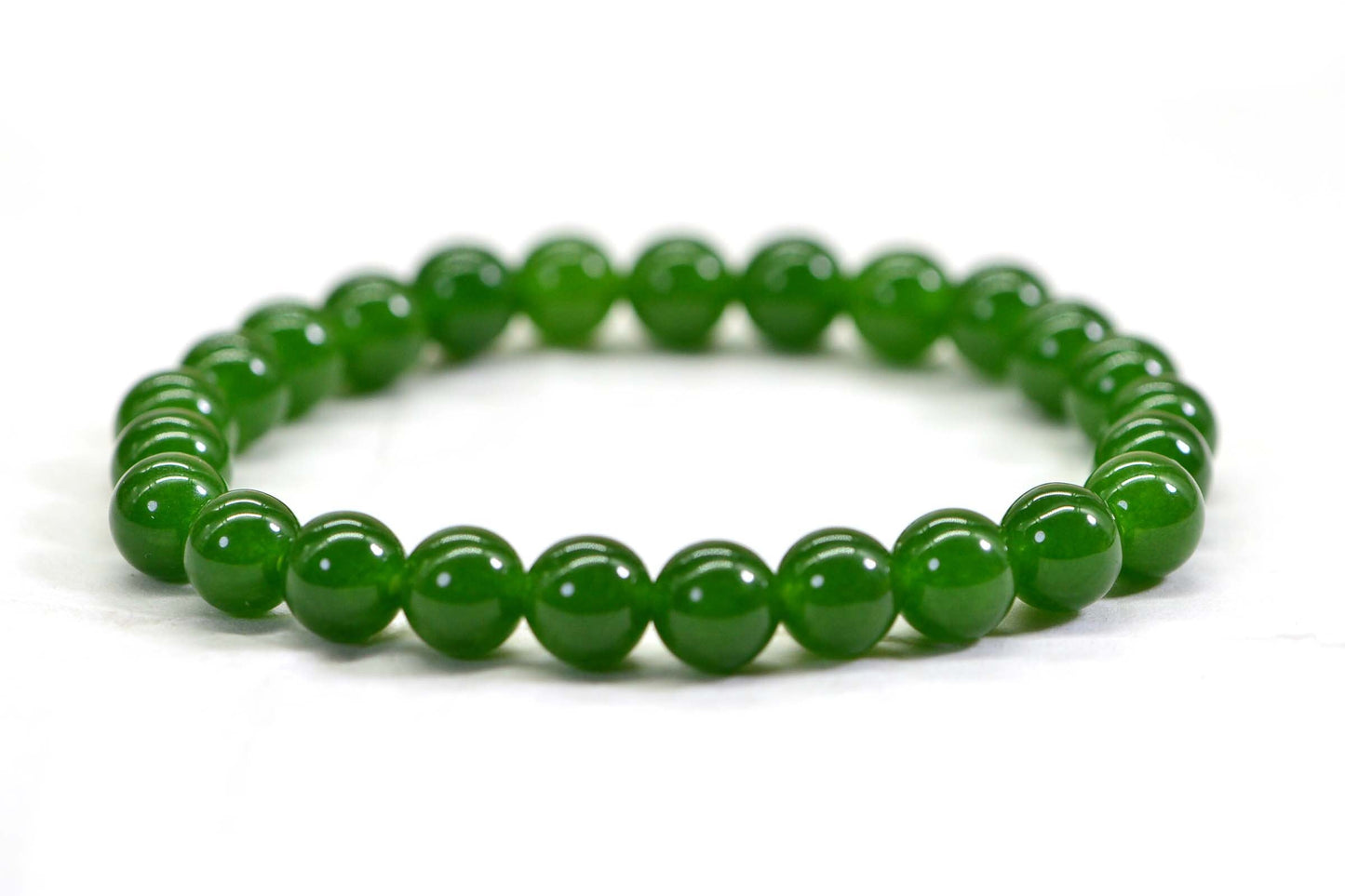 Green Jade Beaded Bracelet 8 mm Gemstone Bracelet