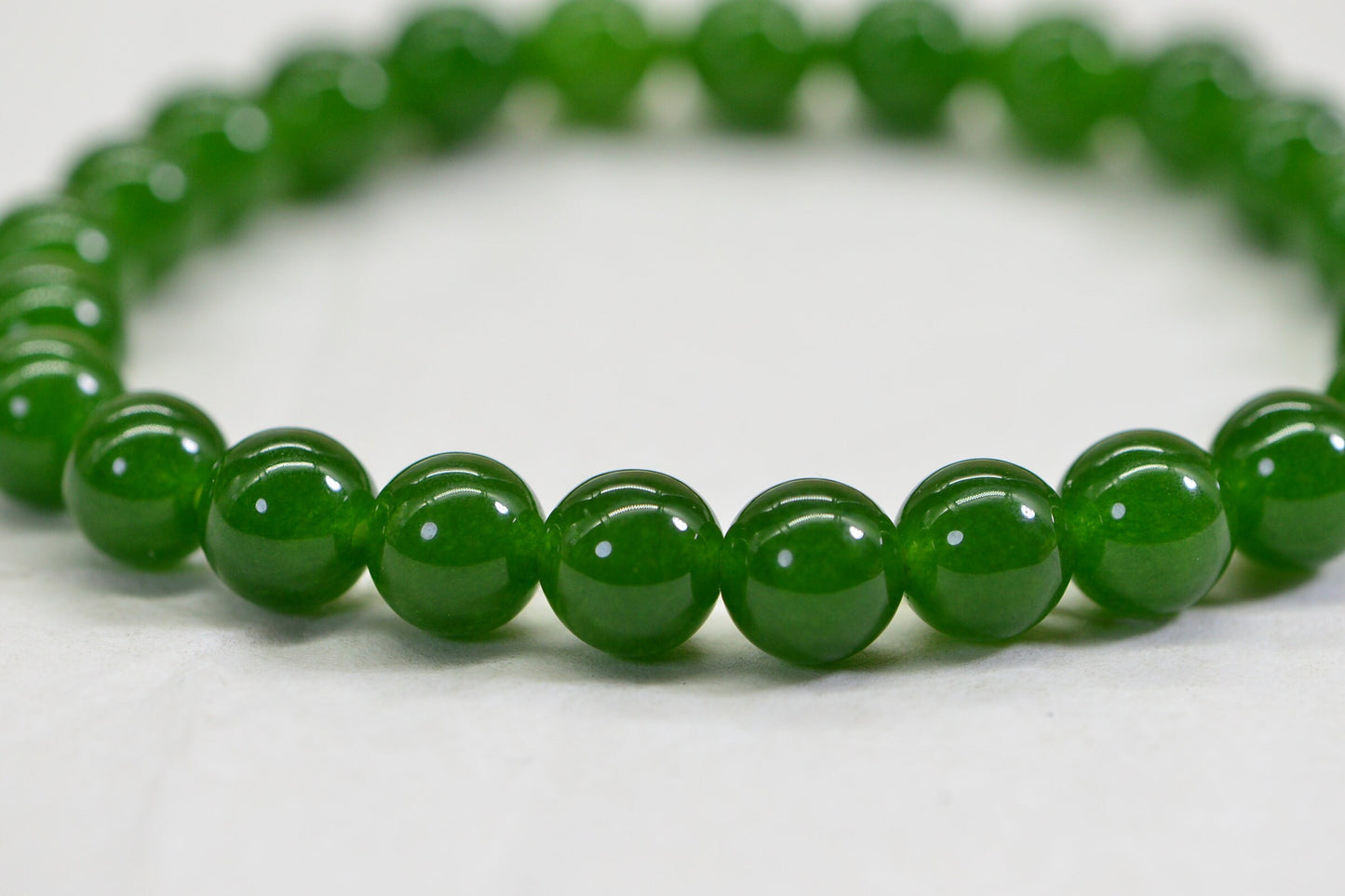 Green Jade Beaded Bracelet 8 mm Gemstone Bracelet